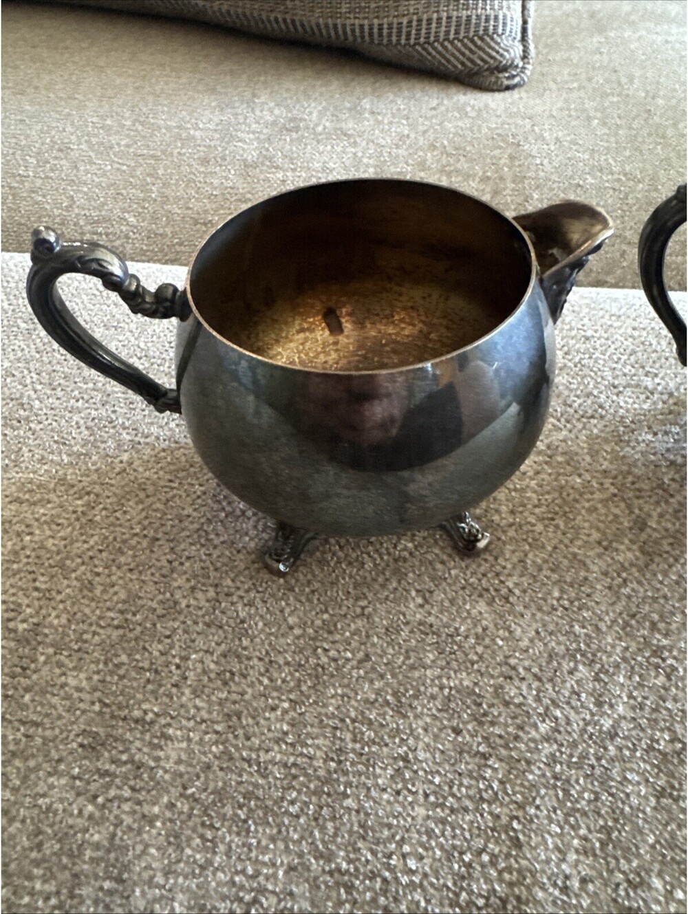 ONEIDA Silver Plated, Footed Creamer, Sugar Bowl Broken, Victorian Style